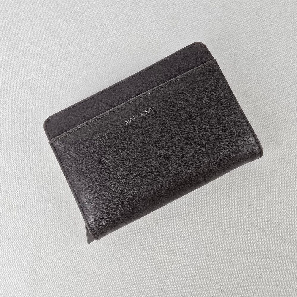 Matt & Nat Grey Zip Around Wallet Vegan Leather Card Holder